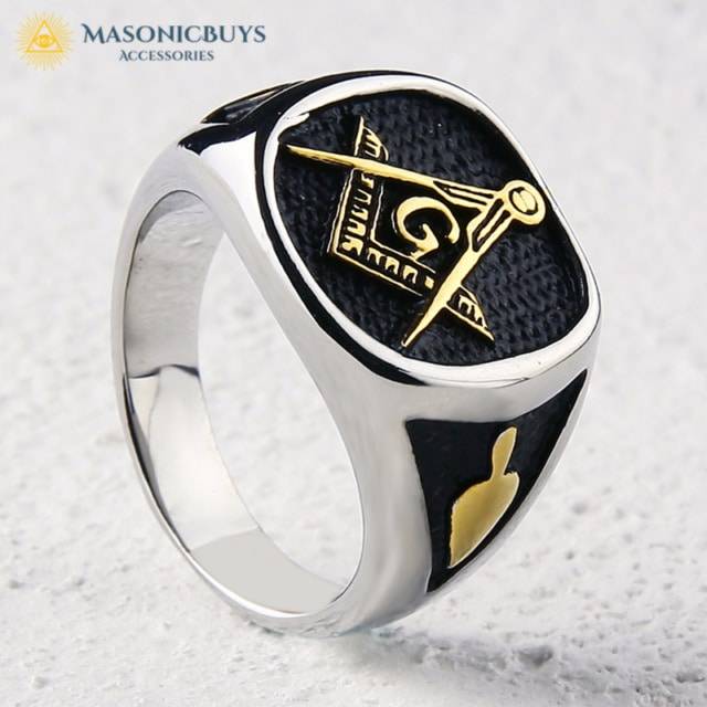 Masonic Ring With Compass Square Stainless Steel Masonicbuys