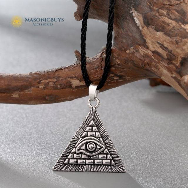 Vintage Masonic Necklace Egyptian Pyramid With All Seeing Evil Eye