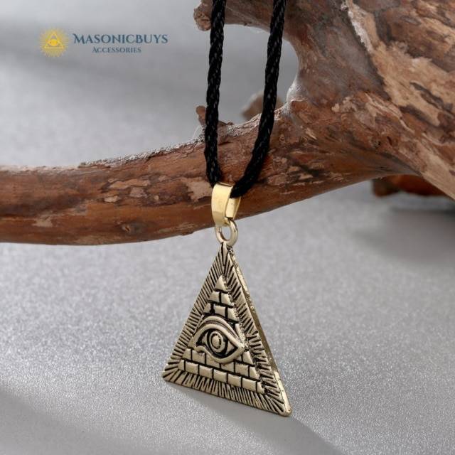 Vintage Masonic Necklace Egyptian Pyramid With All Seeing Evil Eye