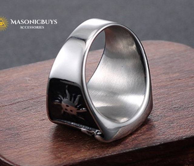 Big Square Stainless Steel Masonic Ring Masonicbuys