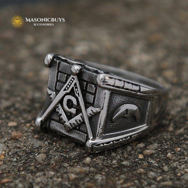 Stainless Steel Masonic Ring With A Unique Square Design MasonicBuys