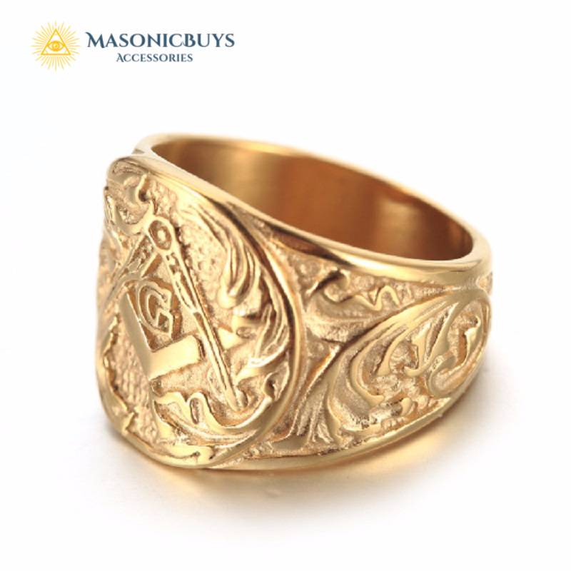 Masonic Embossed Stamped Ring With Freemason Symbol | MasonicBuys