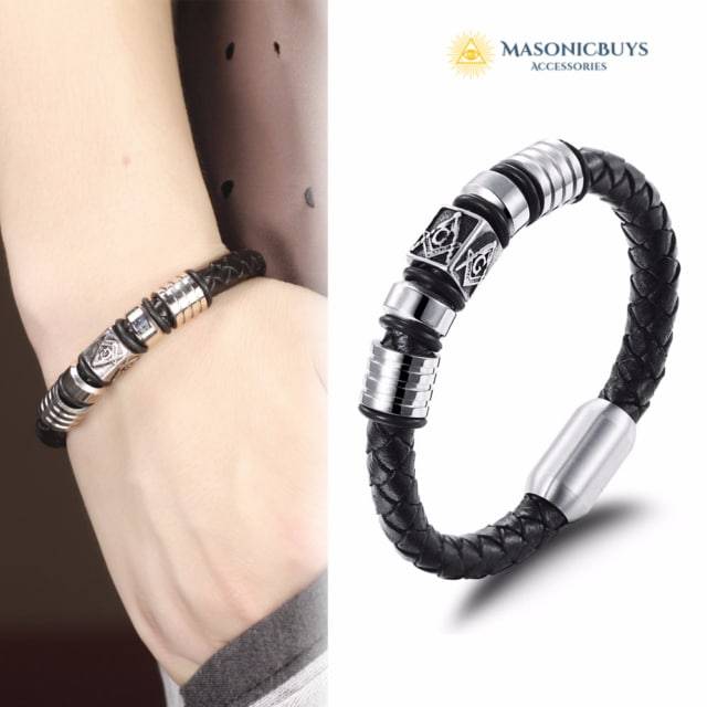 Handmade Masonic Leather Bracelet | MasonicBuys