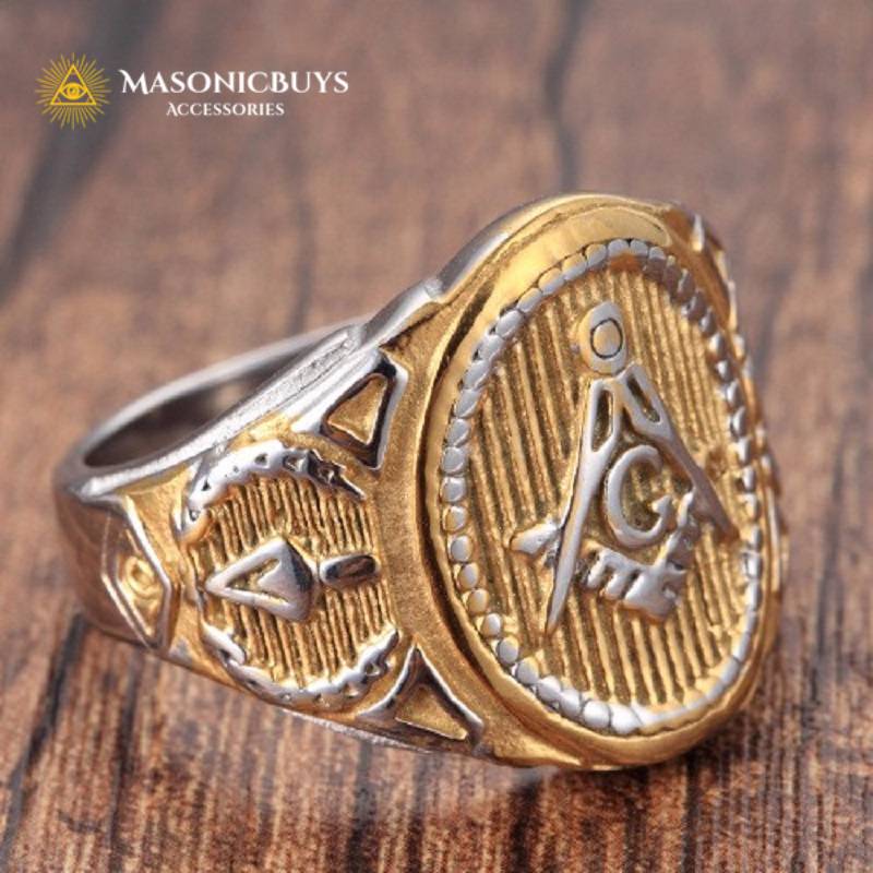 Masonic Ring With Golden-Silver Decorating | MasonicBuys