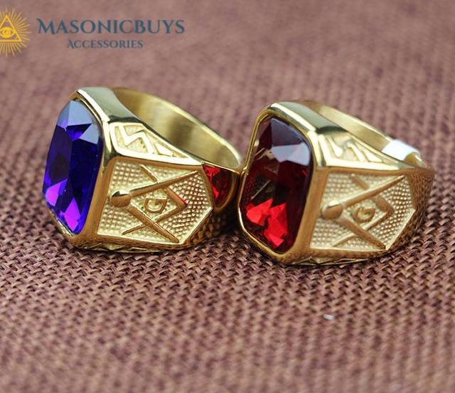 Vintage Masonic Ring With A Large Rhinestone. Different colors ...