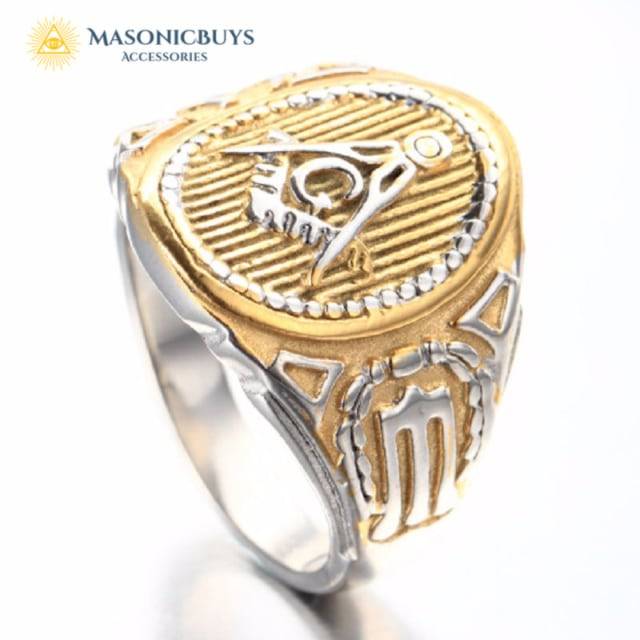 Masonic Ring With Golden-Silver Decorating | MasonicBuys