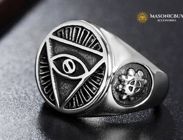 Vintage Masonic Ring With Triangle & Devil Eye | MasonicBuys