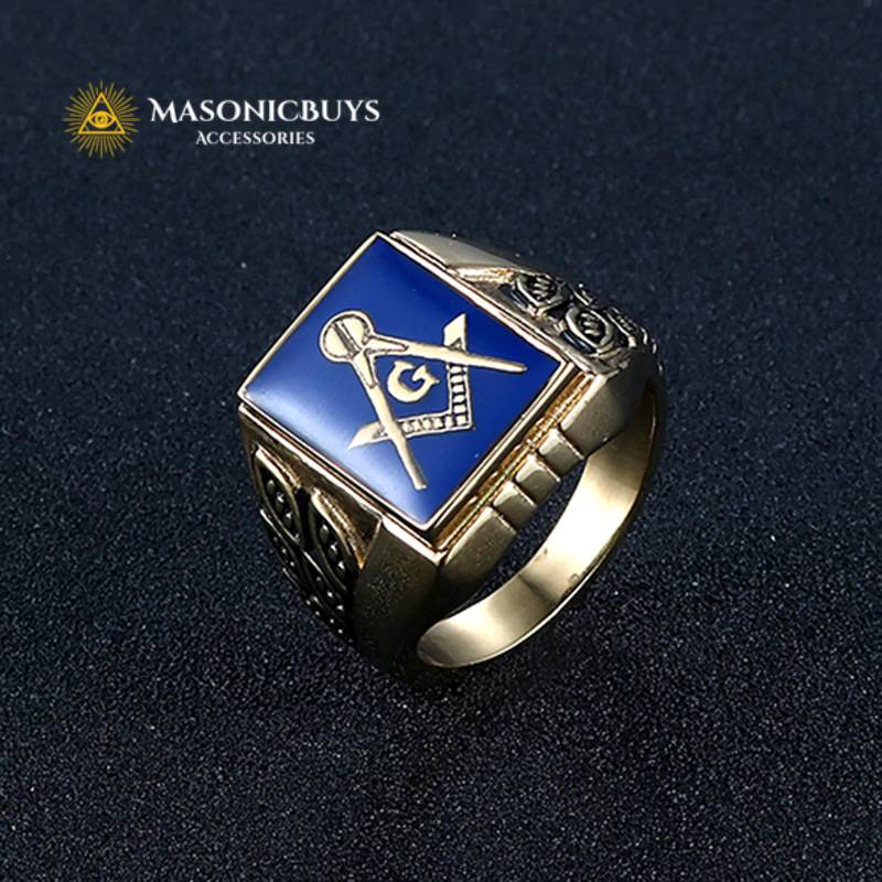 Blue Lodge Masonic Ring. Gold Plated Stainless Steel. | MasonicBuys