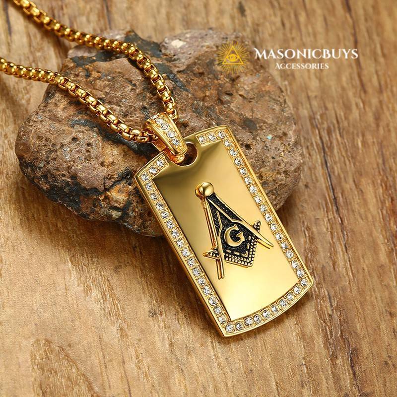 Masonic Pendant Necklace with Cubic Zirconia Diamonds MasonicBuys