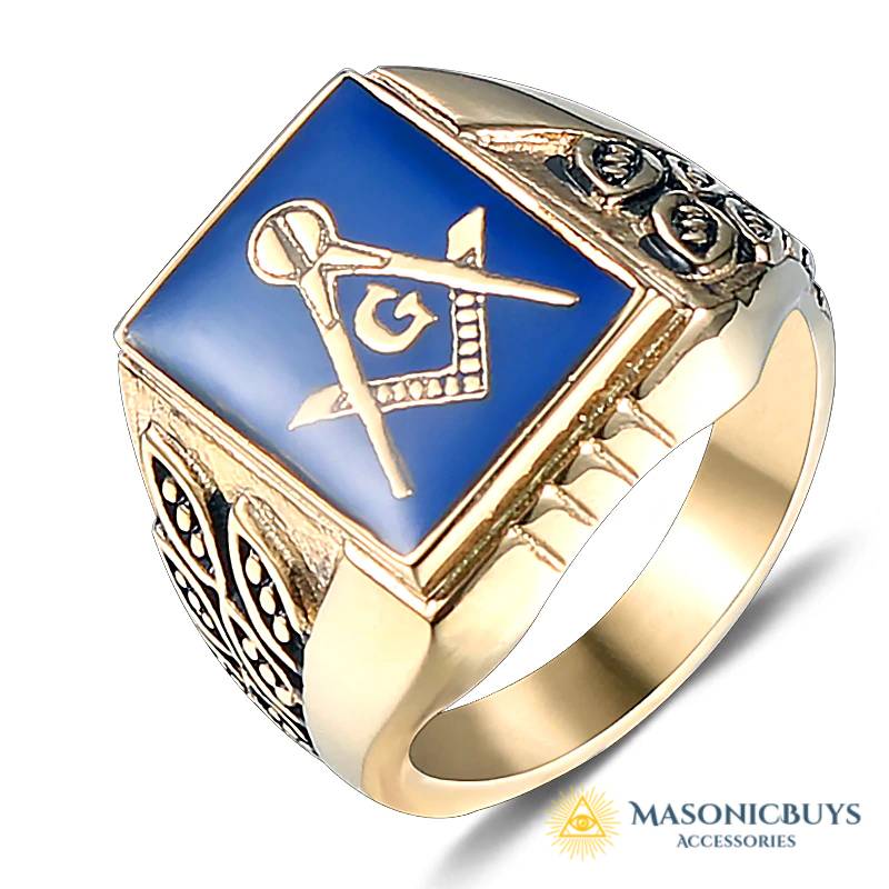 Freemason Ring for Men - Black Lodge Masonic Square and Compass Ring -  Steel Ring Masonic Emblem Blue Background - Masonic Jewelry / Gifts (Size  10)|Amazon.com
