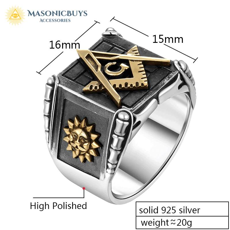 Masonic Ring Handmade Freemasonry SILVER 925 Mens 