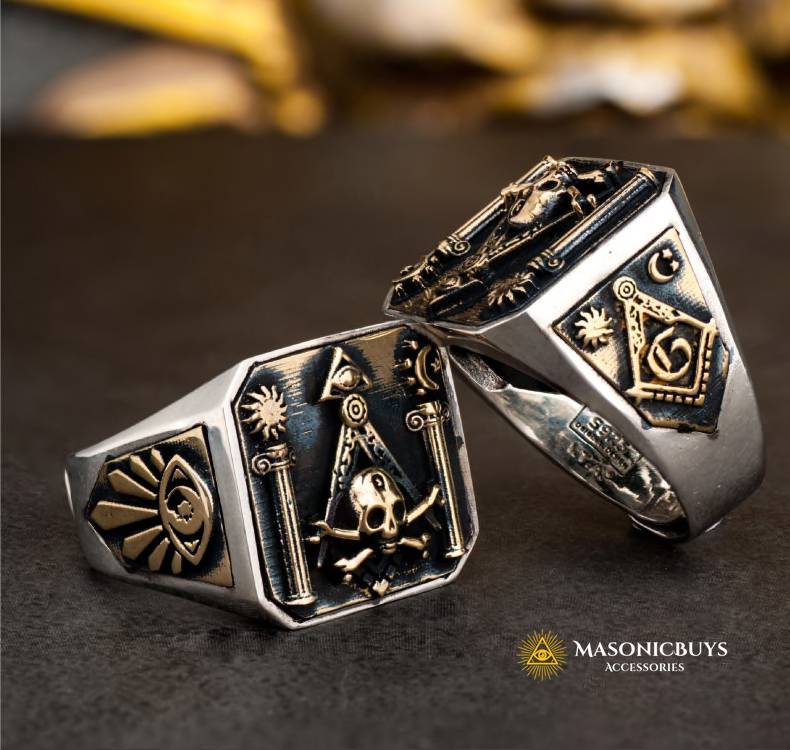 925 Silver Masonic Ring With The Skull & Crossbones | MasonicBuys