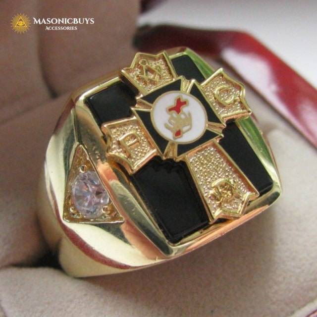 18K Gold Plated Vintage Knights Templar Grand Royal Ring | MasonicBuys