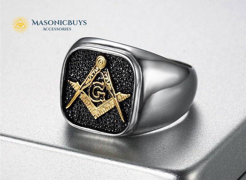 Trendy High Polished Stainless Steel Masonic Ring