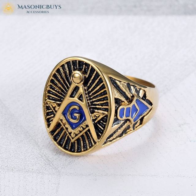 Golden-Blue Freemason Ring | MasonicBuys