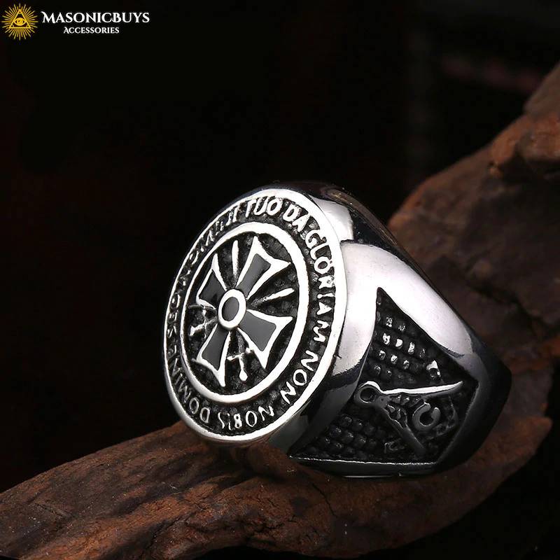 Heavy Stainless Steel Knights Templar Ring | MasonicBuys