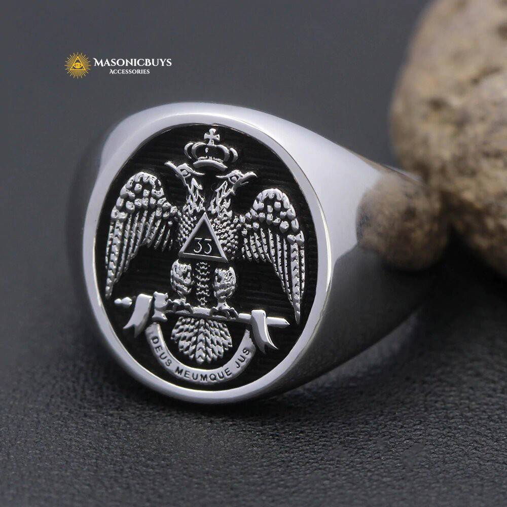 Silver Scottish Rite Rings 33rd Degree Scottish Rite Silver Masonic Ring | MasonicBuys