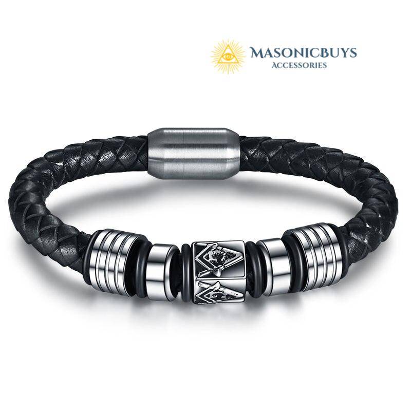 Handmade Masonic Leather Bracelet 