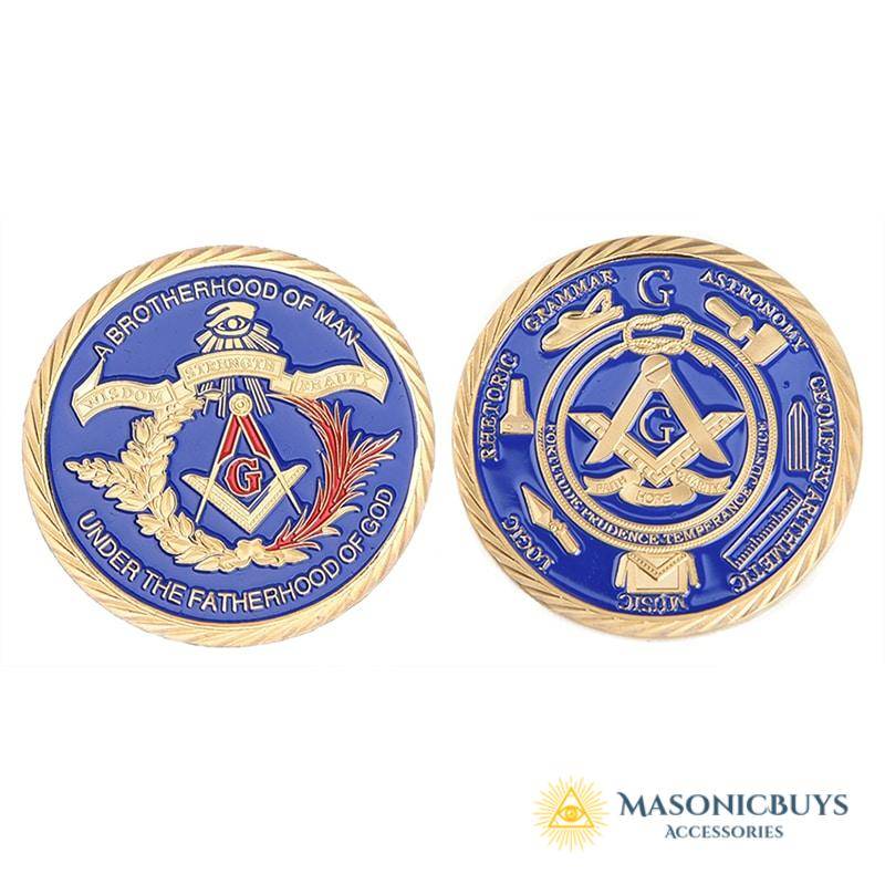 Gold Plated Colorful Masonic Coin | MasonicBuys