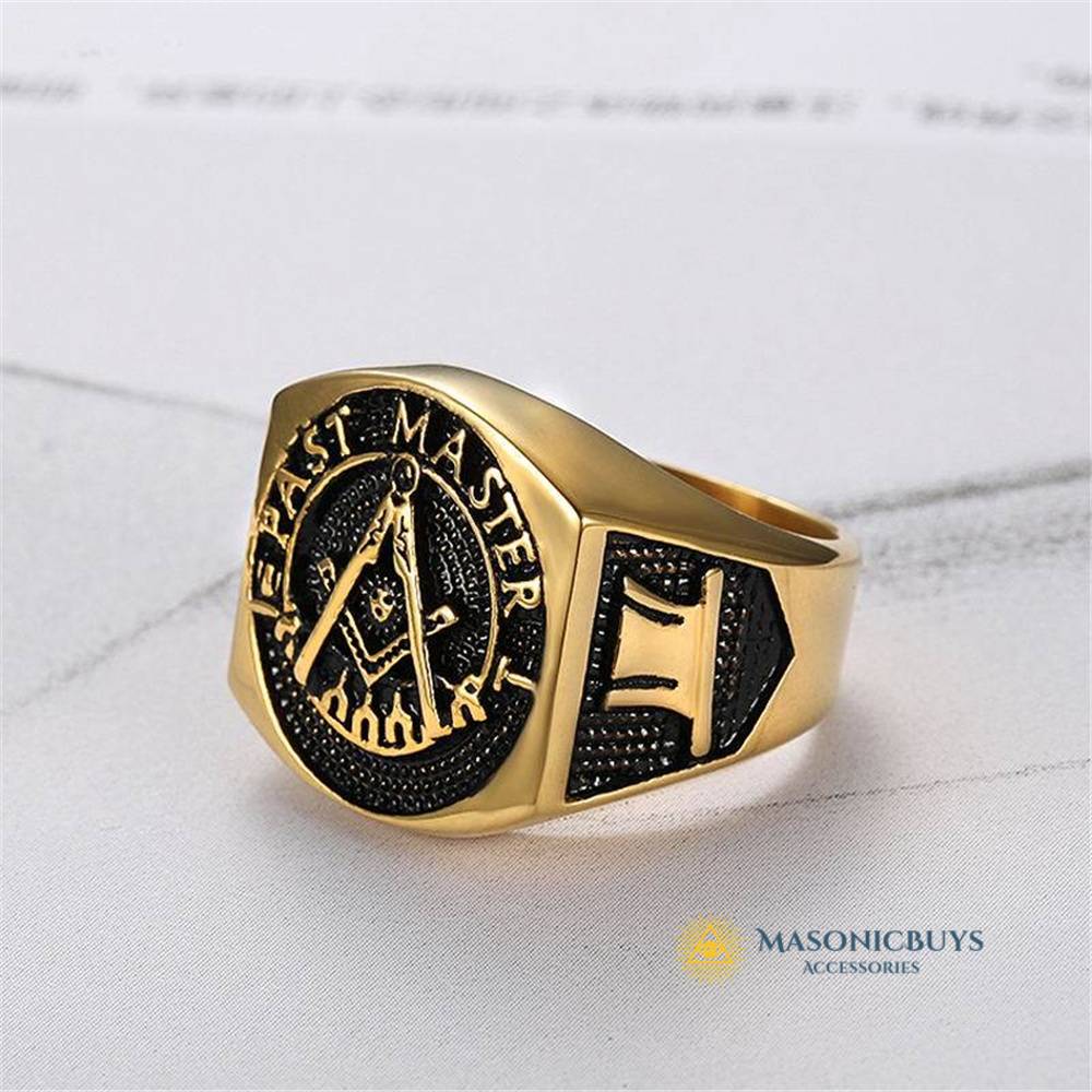 Massive Gold Plated Past Master Masonic Ring | MasonicBuys