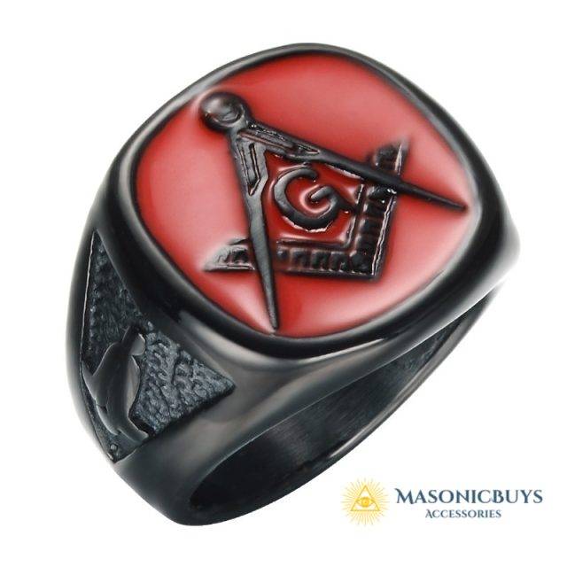 Outstanding Black Red Masonic Ring Masonicbuys