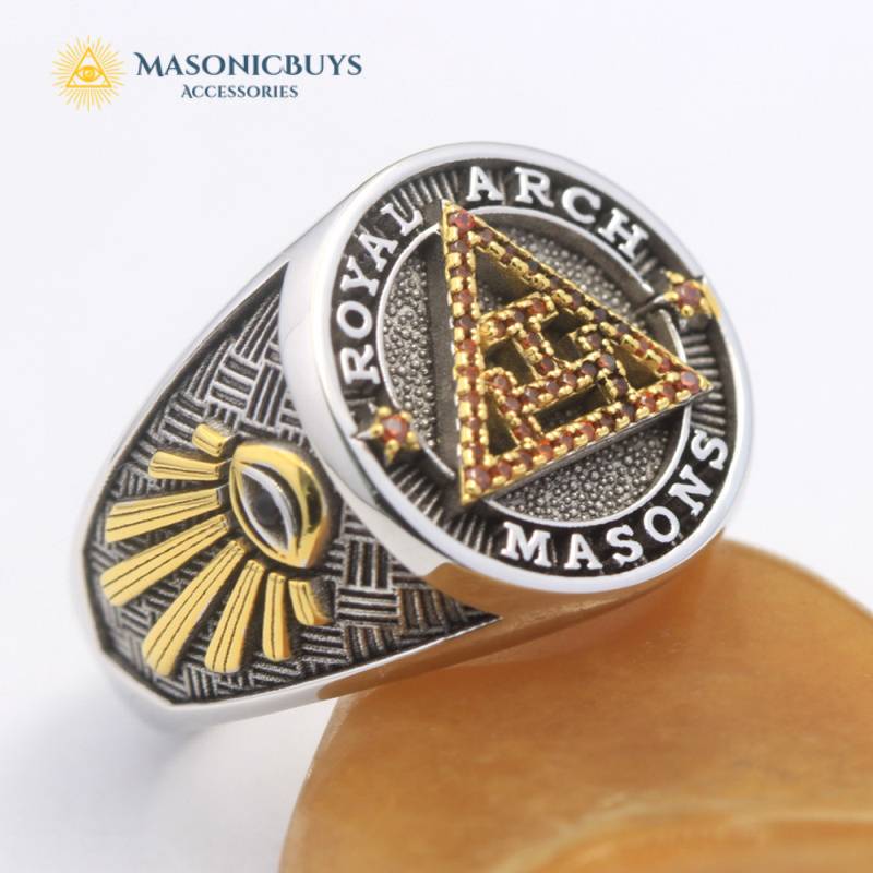 Sterling Silver Royal Arch Masonic Ring With Red Stones MasonicBuys