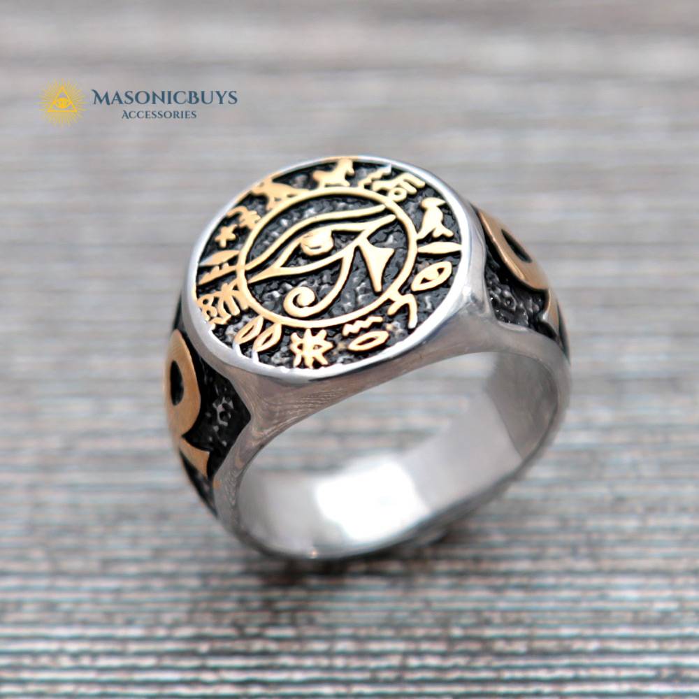 Masonic Ring With the Eye of Horus Symbol | MasonicBuys