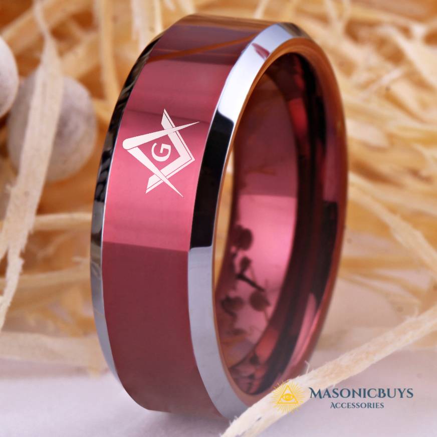 Red Tungsten (Wolfram) Masonic Ring MasonicBuys