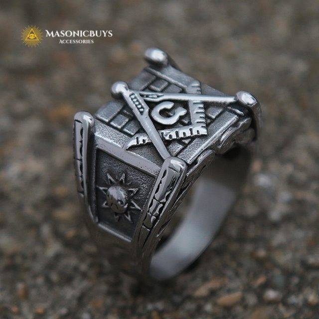 Stainless Steel Masonic Ring With A Unique Square Design MasonicBuys