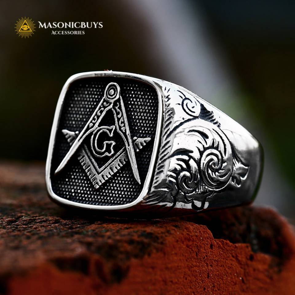 New Design!! Stainless Steel Classic Vintage Masonic Ring