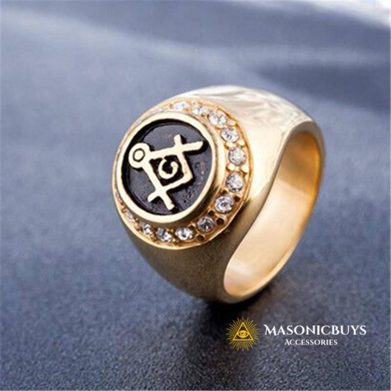 Classic Masonic Ring With Zircons