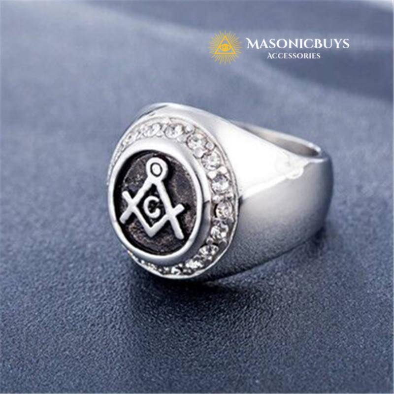 Classic Masonic Ring With Zircons