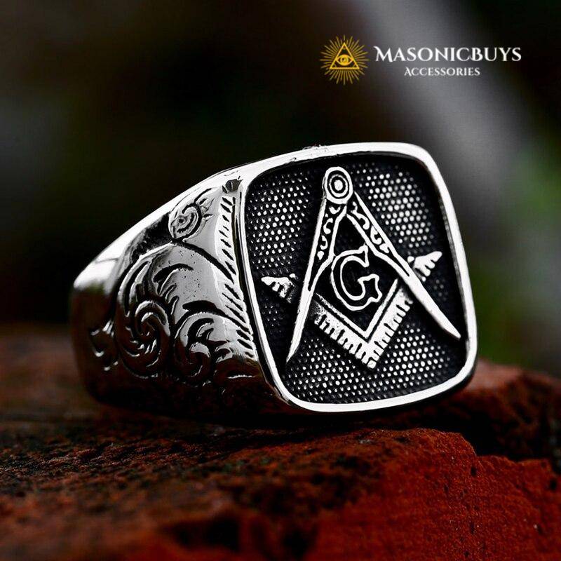 New Design!! Stainless Steel Classic Vintage Masonic Ring