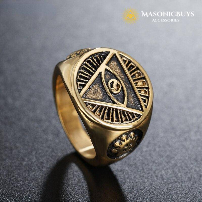 Vintage Masonic Ring With Triangle & Devil Eye