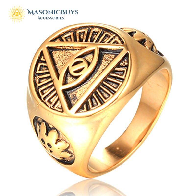 Vintage Masonic Ring With Triangle & Devil Eye | MasonicBuys