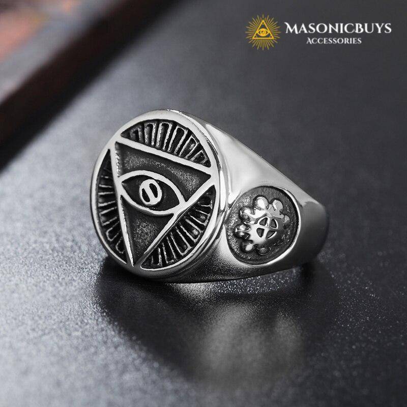 Vintage Masonic Ring With Triangle & Devil Eye