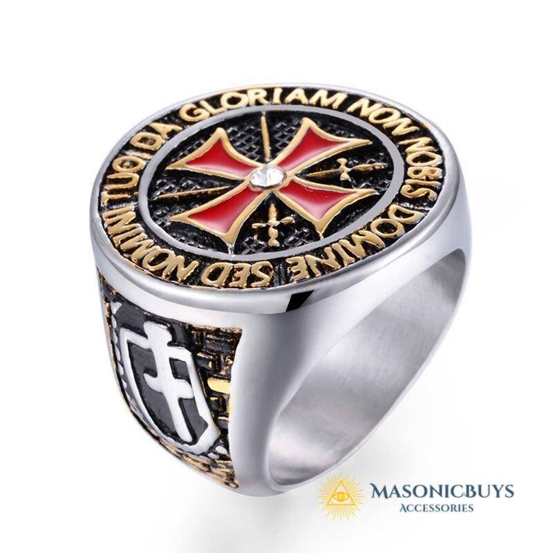 Knights Templar Masonic Ring With Cubic Zirconia | MasonicBuys